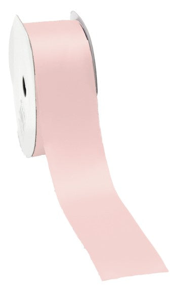 Light pink satin ribbon, 38mm x 25m, perfect for elegant gift wrapping and crafting projects.