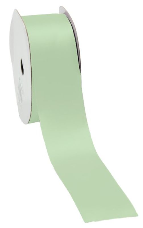 Soft mint satin ribbon, 38mm wide, 25m long, ideal for crafting, gift wrapping, and floral arrangements.