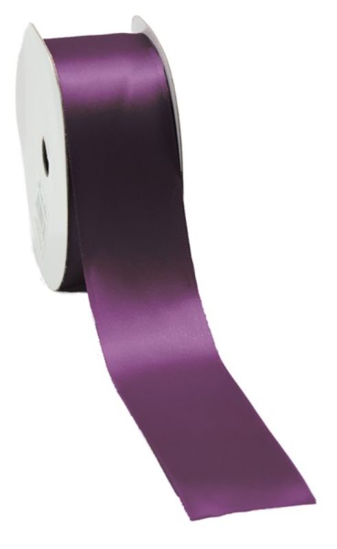 Luxurious plum satin ribbon, 38mm x 25m, perfect for elegant gift wrapping and creative decor projects.