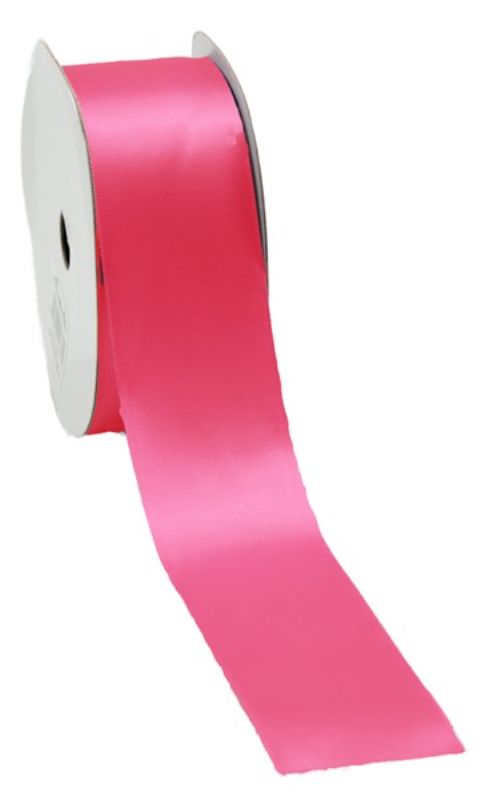 Rose pink satin ribbon, 38mm wide and 25m long, perfect for crafting, gift-wrapping, and DIY projects.