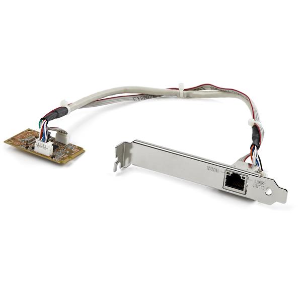 Mini PCIe Gigabit Ethernet Adapter Card for 1000Mbps connectivity in Mini-ITX systems, featuring low profile design and WOL support.