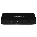 4K HDMI 2-Port Video Splitter with EDID emulation; supports dual displays, solid aluminum housing, and 30Hz refresh rate.