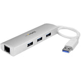 3-Port USB 3.0 Hub with Gigabit Ethernet - Portable USB Hub and Ethernet Adapter for MacBook