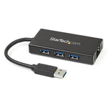 3 Port USB 3.0 Hub with Gigabit Ethernet Adapter - Aluminum Portable Connectivity Solution