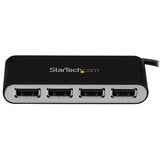 Compact 4-Port Portable USB 2.0 Hub with Built-in Cable - Ideal for Travel and Connectivity