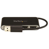 Compact 4-Port Portable USB 2.0 Hub with Built-in Cable - Ideal for Travel and Connectivity