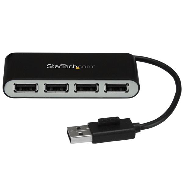 Compact 4-Port Portable USB 2.0 Hub with Built-in Cable - Ideal for Travel and Connectivity