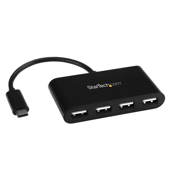 4-Port USB-C Hub - Mini USB-C to 4x USB-A Adapter - Compact USB 2.0 Hub for Laptops
