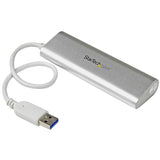 Compact 4-Port USB 3.0 Hub with Built-in Cable for MacBook and Laptop - Durable Aluminum Design