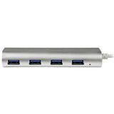 Compact 4-Port USB 3.0 Hub with Built-in Cable for MacBook and Laptop - Durable Aluminum Design