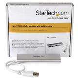 Compact 4-Port USB 3.0 Hub with Built-in Cable for MacBook and Laptop - Durable Aluminum Design