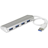 Compact 4-Port USB 3.0 Hub with Built-in Cable for MacBook and Laptop - Durable Aluminum Design