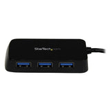 Portable USB 3.0 Hub - 4 Port Mini SuperSpeed USB Adapter for Mac & PC - Black