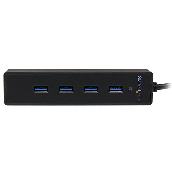 4-Port USB 3.0 Hub with Built-in Cable - Portable Multi-Device Connectivity for Laptops & More