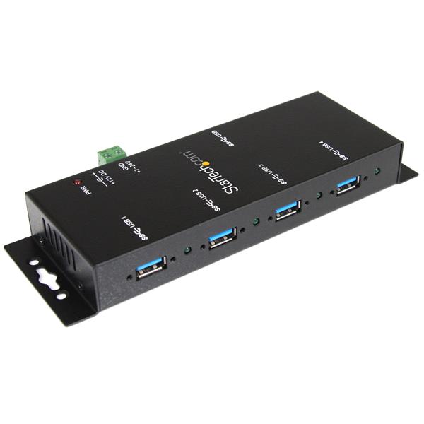 High-Speed 4-Port Industrial USB 3.0 Hub - Heavy-Duty, Mountable, and ESD Protected