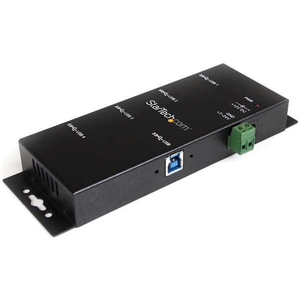 High-Speed 4-Port Industrial USB 3.0 Hub - Heavy-Duty, Mountable, and ESD Protected