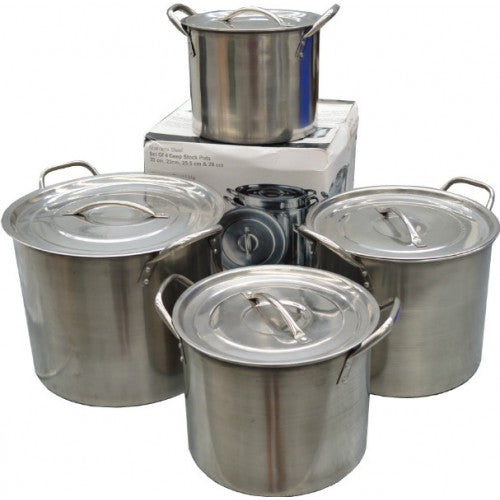 Stainless Stock Pots (Set Of 4) 20 23 25.5 28cm