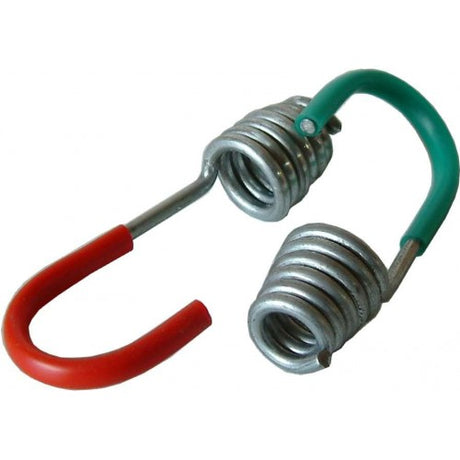 Metal bungee cord hooks made of zinc-plated steel, perfect for securing tarps and cargo with 8mm shockcord.