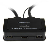 2 Port USB HDMI Cable KVM Switch with Audio and Remote Switch – USB Powered