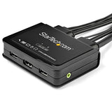 2-Port HDMI KVM Switch with Built-In Cables - Control 2 Computers with 4K 60Hz Video Output