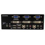 2 Port DVI VGA Dual Monitor KVM Switch with USB Hub & Audio for Seamless Multi-Computer Control