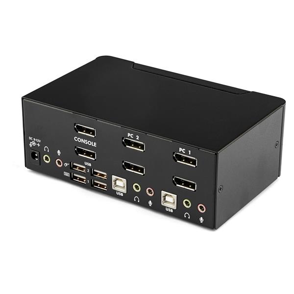 2 Port Dual DisplayPort KVM Switch with Audio, USB Hub, 4K Resolution Support