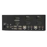 2 Port Dual DisplayPort KVM Switch with Audio, USB Hub, 4K Resolution Support