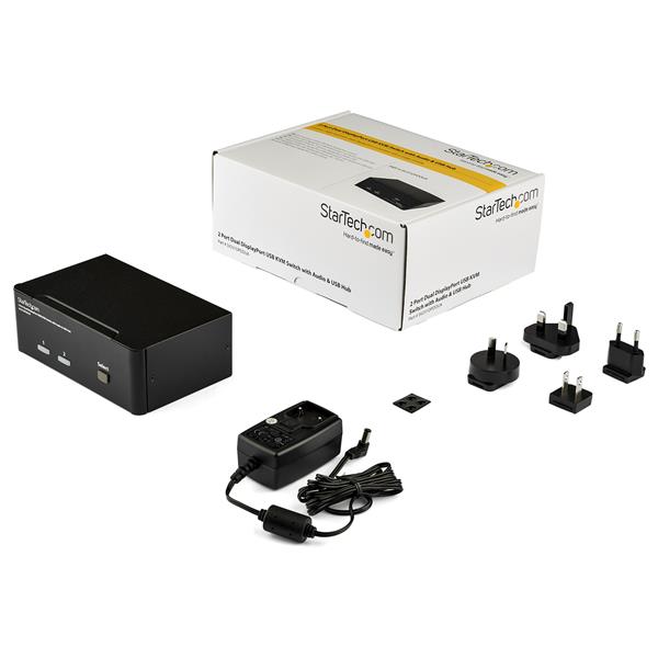2 Port Dual DisplayPort KVM Switch with Audio, USB Hub, 4K Resolution Support