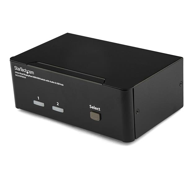 2 Port Dual DisplayPort KVM Switch with Audio, USB Hub, 4K Resolution Support