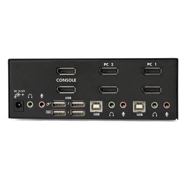 2-Port DisplayPort KVM Switch for Dual Monitors - 4K 60Hz, USB & Audio Support