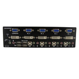 4-Port DVI VGA Dual Monitor KVM Switch with USB Hub & Audio - Control 4 Computers Easily