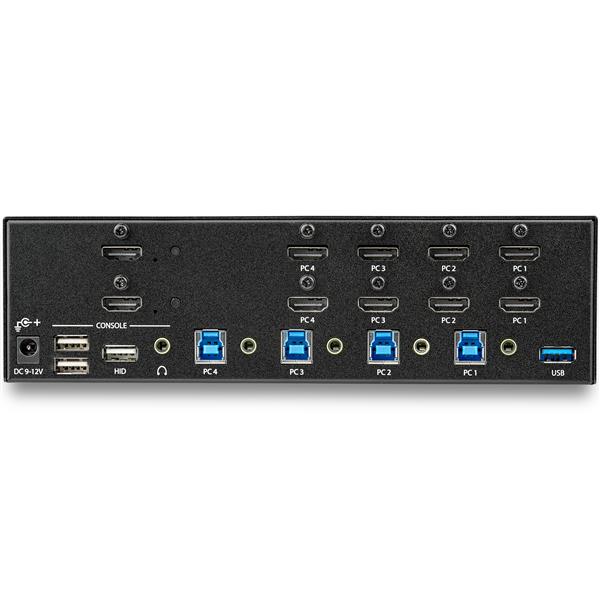 4 Port HDMI KVM Switch with Dual Display Support - 4K 30Hz, USB Hub & Audio Integration