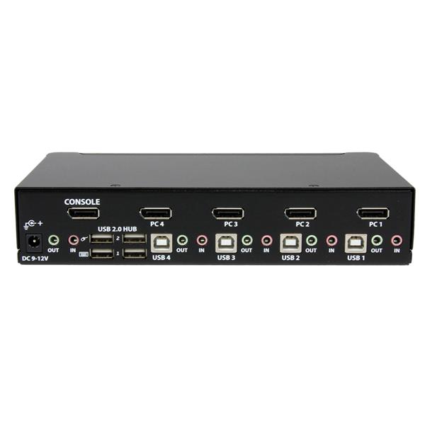 4 Port USB DisplayPort KVM Switch with Audio for Seamless Multi-Computer Control - TAA Compliant