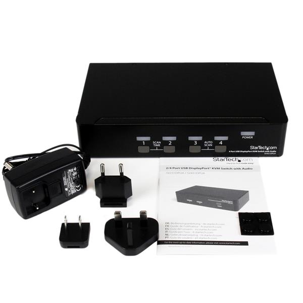 4 Port USB DisplayPort KVM Switch with Audio for Seamless Multi-Computer Control - TAA Compliant