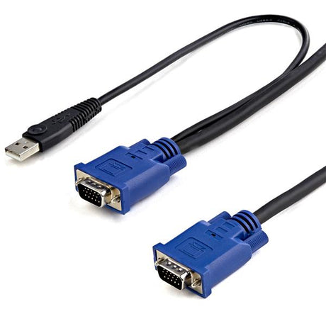 3m Ultra Thin USB VGA 2-in-1 KVM Cable, 10 ft, designed for seamless connectivity and enhanced workspace organization.