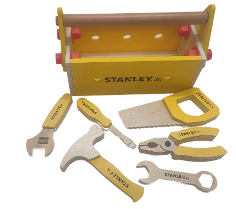 WOODEN SET TOOLBOX+ HAND TOOLS - STANLEY JR