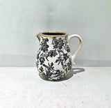 BLACK FLORAL CERAMIC JUG - BLACK -  200x165x200