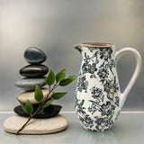 BLACK FLORAL CERAMIC JUG - BLACK -  205x145x255