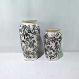 BLACK FLORAL VASE - BLACK -  195x195x370