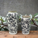 BLACK FLORAL VASE - BLACK -  165x165x295