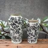 BLACK FLORAL VASE - BLACK -  165x165x295