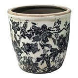 BLACK FLORAL POT - BLACK -  145x145x135
