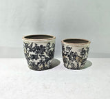 BLACK FLORAL POT - BLACK -  145x145x135