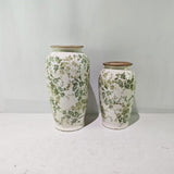 GREEN FLORAL VASE - GREEN -  165x165x295