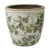 GREEN FLORAL POT - GREEN -  160x160x155
