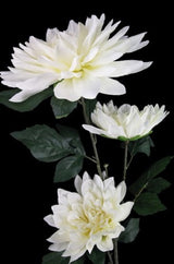 Artificial 3 Giant Head Dahlia -  White - Set of 5