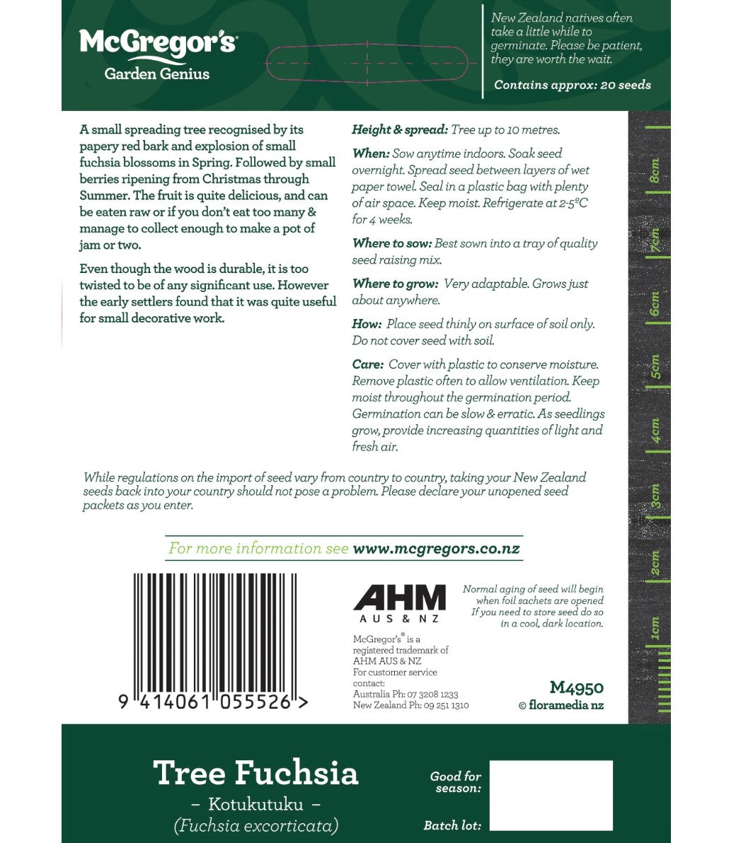 McGregor's Tree Fuchsia N.Z. Native Seed Packet
