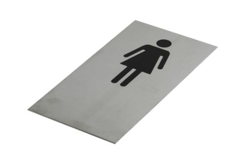 Adhesive "Female Toilet Symbol" Black 200 x 100 - Brushed Stainless Steel
