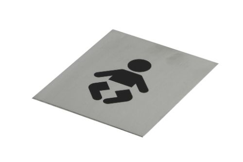 Adhesive "Baby Change Symbol" Black 120 x 100 - Brushed Stainless Steel