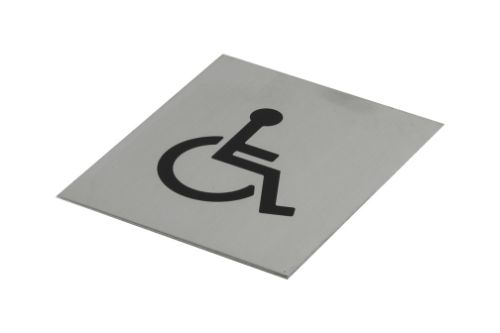 Adhesive "Wheelchair Symbol" Black 120 x 100 - Brushed Stainless Steel